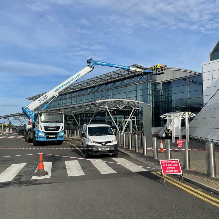 Bird proofing staff on a cherry picker