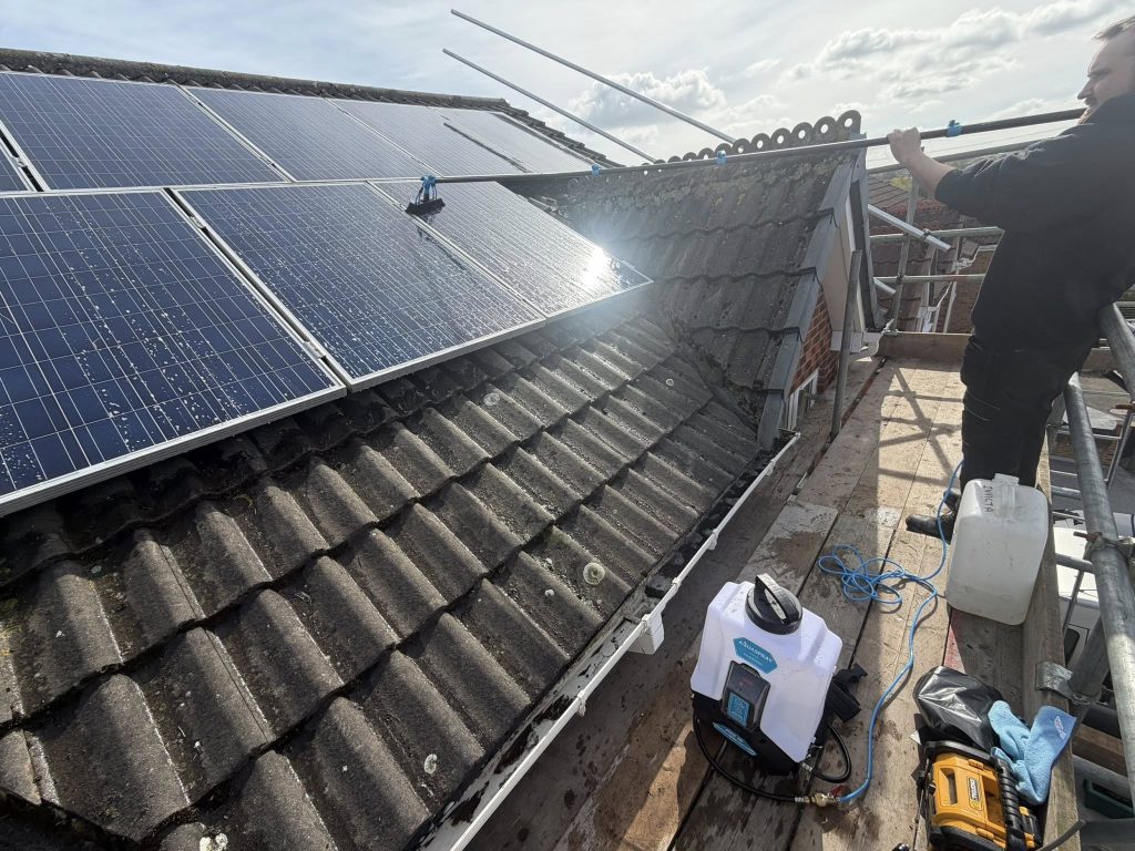 Cleaning for solar panels taking place